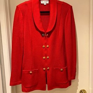 St. John Collection by Marie Gray RED Suit Jacket with gold tone accents